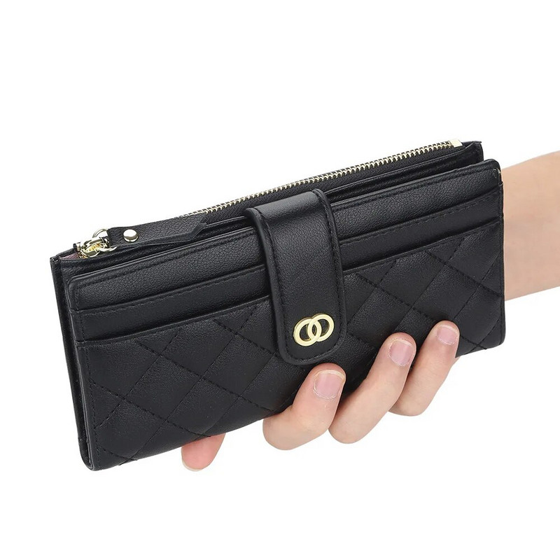 2023. aasta uued naiste rahakotid, ruuduline muster, pehme PU-nahast pikk naiste rahakott lukuga Kvaliteetne moodne kaardihoidjaga rahakott naistele