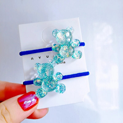 2GB Jauka multfilma spīdīga caurspīdīga lācis bērniem elastīgas matu lentes bērniem matu saites meitenēm matu aksesuāri mazuļu galvassegas