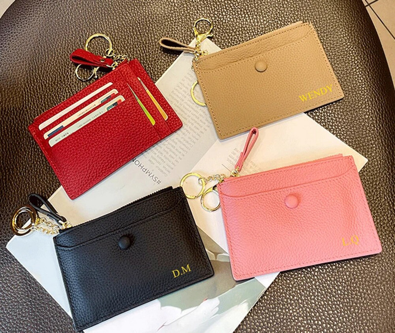 Pielāgoti iniciāļi Sieviešu maks Personalizēt vārda dāvana  īss atslēgu piekariņš monētu maciņš Dāmas kredītkartes turētājs naudas soma