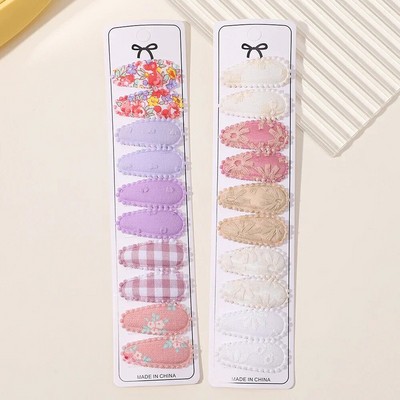 10/20 gab. Kokvilnas apdrukas matu sprādzes matu sprādzes matadata meitenēm Audums Plaids Mini BB Hairgripes Galvassegas Bērnu matu aksesuāri Jaungada dāvana