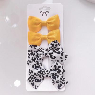 4gab/komplekts Leoparda apdrukas bantītes matu sprādzes jaukām zīdainītēm Masīvas bantes Matadatas Barretes Jaunas galvassegas Bērnu matu aksesuāri