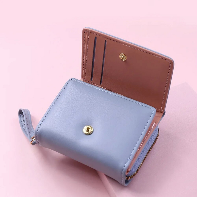 Modes kvadrātveida rūtains sieviešu īss maks, liela ietilpība, vairāku kāršu somas ar rāvējslēdzēju