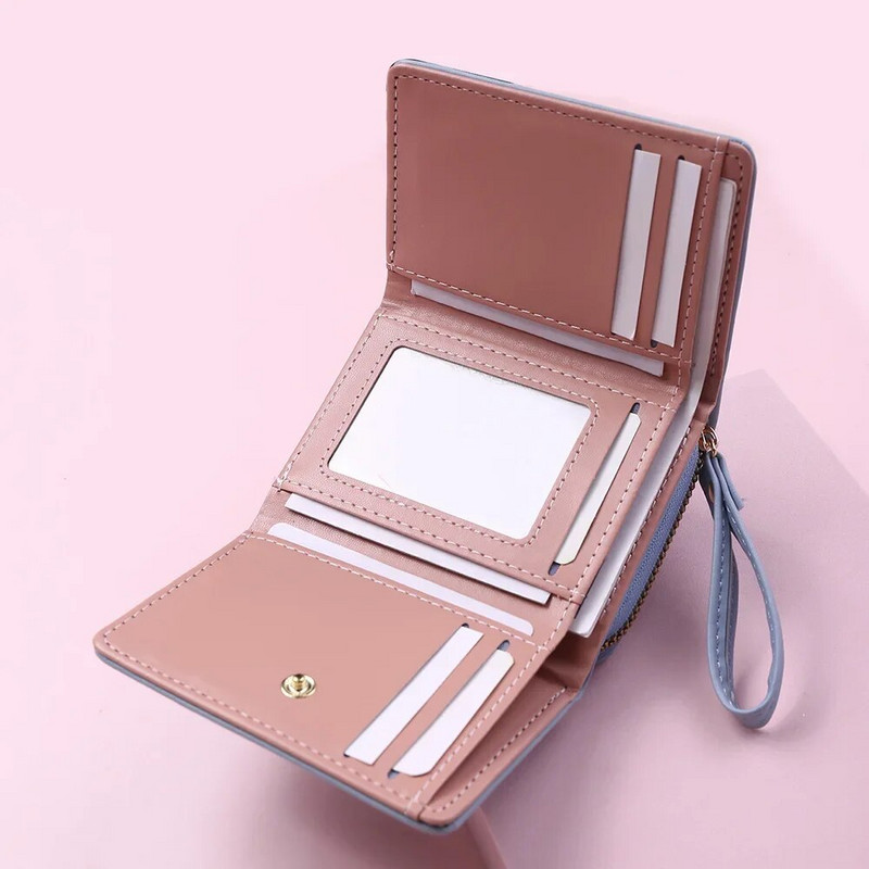 Modes kvadrātveida rūtains sieviešu īss maks, liela ietilpība, vairāku kāršu somas ar rāvējslēdzēju