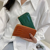 Sieviešu maciņš, garš, jauns lakādas krokodila raksts sievietēm, kabata, plānas modes sieviešu somiņa Carteras Para Mujer