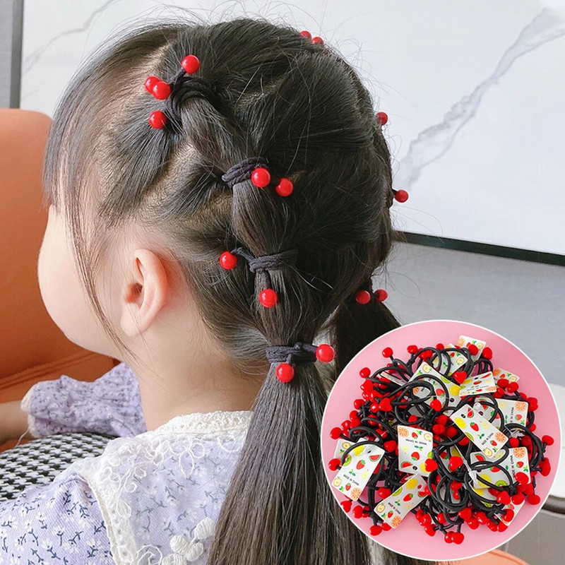 10-40 tk/komplekt Cherry armsad tüdrukud nailonist elastsed juuksepaelad Scrunchie multifilmid beebi hobusesabahoidja peapael Soengud Juuste aksessuaarid