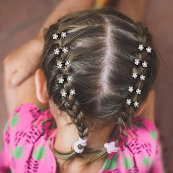 12 τμχ/Σετ Glitter Rhinestone Πολύχρωμα Λουλούδια Μίνι αντιολισθητικά μεταλλικά νύχια μαλλιών Αξεσουάρ για τα μαλλιά για κορίτσια Κλιπ μαλλιών φουρκέτες