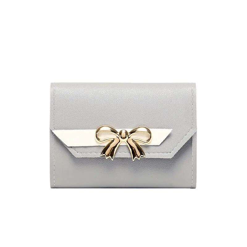 Sieviešu maciņš salokāms pārnēsājams sieviešu somiņas īsas monētu maki Modes jauka loka sajūga soma PU ādas kvalitatīva sieviešu somiņa karšu turētājam