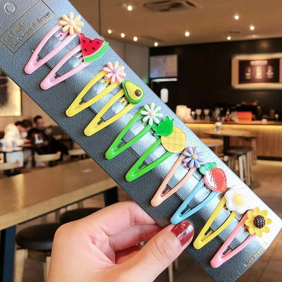 1 σετ για κορίτσια, χαριτωμένα κινούμενα σχέδια, ζωικά φρούτα με χρώμα, φουρκέτες για παιδιά, γλυκό κλιπ μαλλιών Barrettes Headband Παιδική μόδα αξεσουάρ μαλλιών