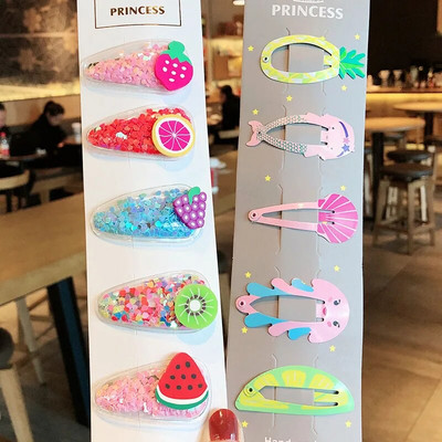 1 σετ για κορίτσια, χαριτωμένα κινούμενα σχέδια, ζωικά φρούτα με χρώμα, φουρκέτες για παιδιά, γλυκό κλιπ μαλλιών Barrettes Headband Παιδική μόδα αξεσουάρ μαλλιών