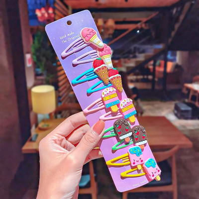 1 σετ για κορίτσια, χαριτωμένα κινούμενα σχέδια, ζωικά φρούτα με χρώμα, φουρκέτες για παιδιά, γλυκό κλιπ μαλλιών Barrettes Headband Παιδική μόδα αξεσουάρ μαλλιών