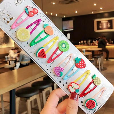 1 σετ για κορίτσια, χαριτωμένα κινούμενα σχέδια, ζωικά φρούτα με χρώμα, φουρκέτες για παιδιά, γλυκό κλιπ μαλλιών Barrettes Headband Παιδική μόδα αξεσουάρ μαλλιών