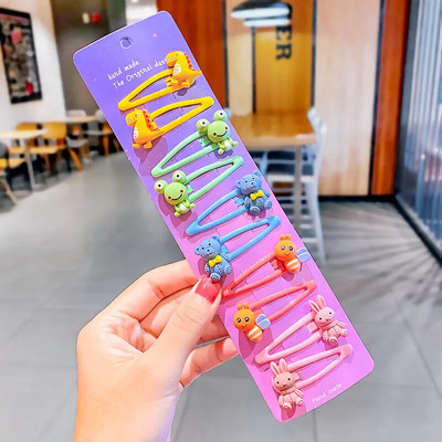 1 σετ για κορίτσια, χαριτωμένα κινούμενα σχέδια, ζωικά φρούτα με χρώμα, φουρκέτες για παιδιά, γλυκό κλιπ μαλλιών Barrettes Headband Παιδική μόδα αξεσουάρ μαλλιών