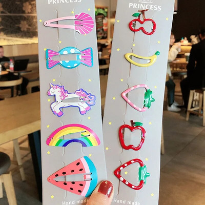 1 σετ για κορίτσια, χαριτωμένα κινούμενα σχέδια, ζωικά φρούτα με χρώμα, φουρκέτες για παιδιά, γλυκό κλιπ μαλλιών Barrettes Headband Παιδική μόδα αξεσουάρ μαλλιών