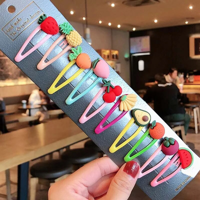 1 σετ για κορίτσια, χαριτωμένα κινούμενα σχέδια, ζωικά φρούτα με χρώμα, φουρκέτες για παιδιά, γλυκό κλιπ μαλλιών Barrettes Headband Παιδική μόδα αξεσουάρ μαλλιών