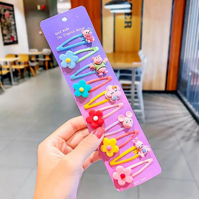 1 σετ για κορίτσια, χαριτωμένα κινούμενα σχέδια, ζωικά φρούτα με χρώμα, φουρκέτες για παιδιά, γλυκό κλιπ μαλλιών Barrettes Headband Παιδική μόδα αξεσουάρ μαλλιών