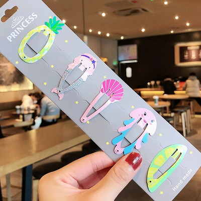 1 σετ για κορίτσια, χαριτωμένα κινούμενα σχέδια, ζωικά φρούτα με χρώμα, φουρκέτες για παιδιά, γλυκό κλιπ μαλλιών Barrettes Headband Παιδική μόδα αξεσουάρ μαλλιών