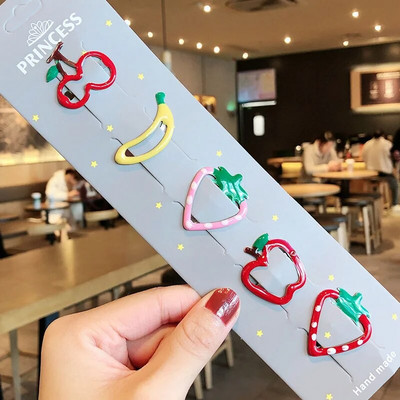 1 σετ για κορίτσια, χαριτωμένα κινούμενα σχέδια, ζωικά φρούτα με χρώμα, φουρκέτες για παιδιά, γλυκό κλιπ μαλλιών Barrettes Headband Παιδική μόδα αξεσουάρ μαλλιών