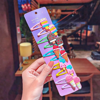 1 σετ για κορίτσια, χαριτωμένα κινούμενα σχέδια, ζωικά φρούτα με χρώμα, φουρκέτες για παιδιά, γλυκό κλιπ μαλλιών Barrettes Headband Παιδική μόδα αξεσουάρ μαλλιών