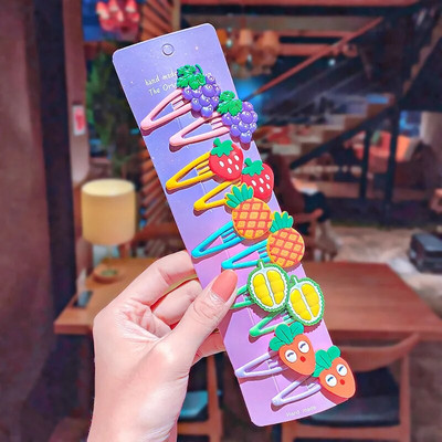 1 σετ για κορίτσια, χαριτωμένα κινούμενα σχέδια, ζωικά φρούτα με χρώμα, φουρκέτες για παιδιά, γλυκό κλιπ μαλλιών Barrettes Headband Παιδική μόδα αξεσουάρ μαλλιών