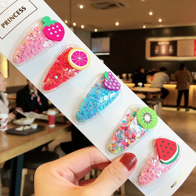 1 σετ για κορίτσια, χαριτωμένα κινούμενα σχέδια, ζωικά φρούτα με χρώμα, φουρκέτες για παιδιά, γλυκό κλιπ μαλλιών Barrettes Headband Παιδική μόδα αξεσουάρ μαλλιών