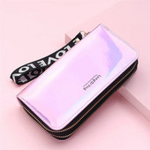 2022. gada jauni sieviešu garie lāzera maki ar dubultu rāvējslēdzēju modes sieviešu rokassprādzes sajūgs monētu maciņš Naudas telefona soma karšu turētāja rokassomiņa