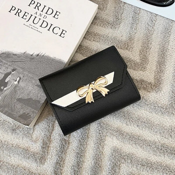 Γυναικείο πορτοφόλι Πτυσσόμενο φορητό γυναικείο πορτοφόλι με κοντό κέρμα Μόδα χαριτωμένη τσάντα συμπλέκτη με τόξο PU Δερμάτινο ποιοτικό γυναικείο τσαντάκι θήκης για κάρτες