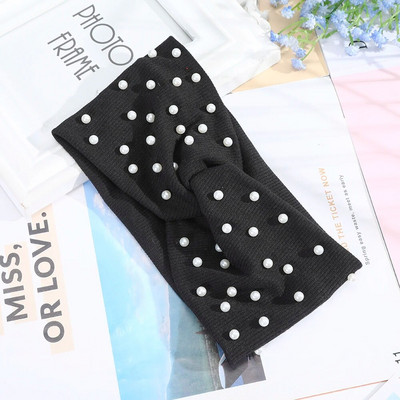 AWAYTR Sieviešu galvas lentes Pērles Galvas Lentes Trikotāžas Turbāna Bandana Rudens Ziemas Elastīga Matu Lente Silti Matu Aksesuāri Galvassegas