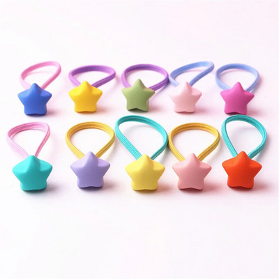 10 vnt / rinkinys Mielas širdies formos matinis karoliukas pakabukas plaukų virvė mergaitėms mados saldainių spalvos geometrinės elastinės plaukų juostos galvos apdangalai