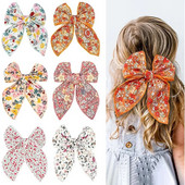 Arc de păr elegant din bumbac, florală, agrafă de primăvară, bareta de păr cu imprimeu la modă, pentru femei, fete, dulce, accesorii pentru prindere de păr