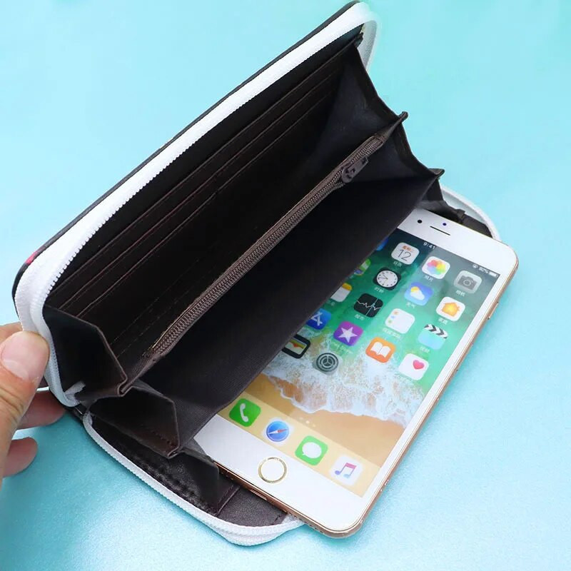 Anime Natsume Yuujinchou moterų animacinių filmų piniginė, moteriška sankaba, ilga piniginė su užtrauktuku monetų kišeninis kortelių laikiklis Portefeuille femme