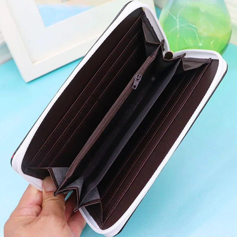 Anime Natsume Yuujinchou moterų animacinių filmų piniginė, moteriška sankaba, ilga piniginė su užtrauktuku monetų kišeninis kortelių laikiklis Portefeuille femme