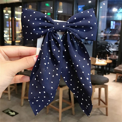 Agrafă de păr elegantă cu punct solid, cu fundă mare, cu fundă, pentru femei, fete, moda, cu fundă de rață, panglică, barote retro, suport pentru coadă de cal, agrafe, bentiță