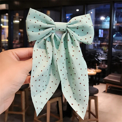 Agrafă de păr elegantă cu punct solid, cu fundă mare, cu fundă, pentru femei, fete, moda, cu fundă de rață, panglică, barote retro, suport pentru coadă de cal, agrafe, bentiță