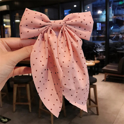 Agrafă de păr elegantă cu punct solid, cu fundă mare, cu fundă, pentru femei, fete, moda, cu fundă de rață, panglică, barote retro, suport pentru coadă de cal, agrafe, bentiță