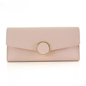 2023. gada maks, ādas, sieviešu maks, garš, ādas, maciņš, rāvējslēdzējs, metālisks aplis, dekors, maki Sieviešu Hasp monētu maciņš, melns