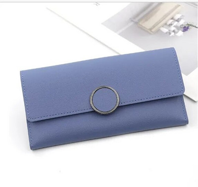 2023. gada maks, ādas, sieviešu maks, garš, ādas, maciņš, rāvējslēdzējs, metālisks aplis, dekors, maki Sieviešu Hasp monētu maciņš, melns