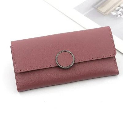 2023. gada maks, ādas, sieviešu maks, garš, ādas, maciņš, rāvējslēdzējs, metālisks aplis, dekors, maki Sieviešu Hasp monētu maciņš, melns