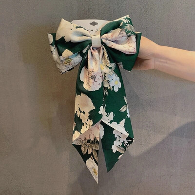 Agrafe de păr florale imprimate noi pentru femei, agrafe de păr cu fundă de mătase, femei, fete, agrafe cu pată, pentru petrecere, nuntă, accesorii de păr