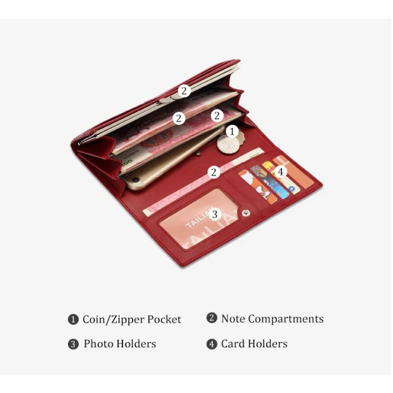Naiste Multifunktsionaalsed Luksuslikud Rahakotid Pikk rahakott Naistele Nahast Rahakott ID-kaardi hoidja Naiste Rahakotid Naiste Sidur Telefonikott Rahakott