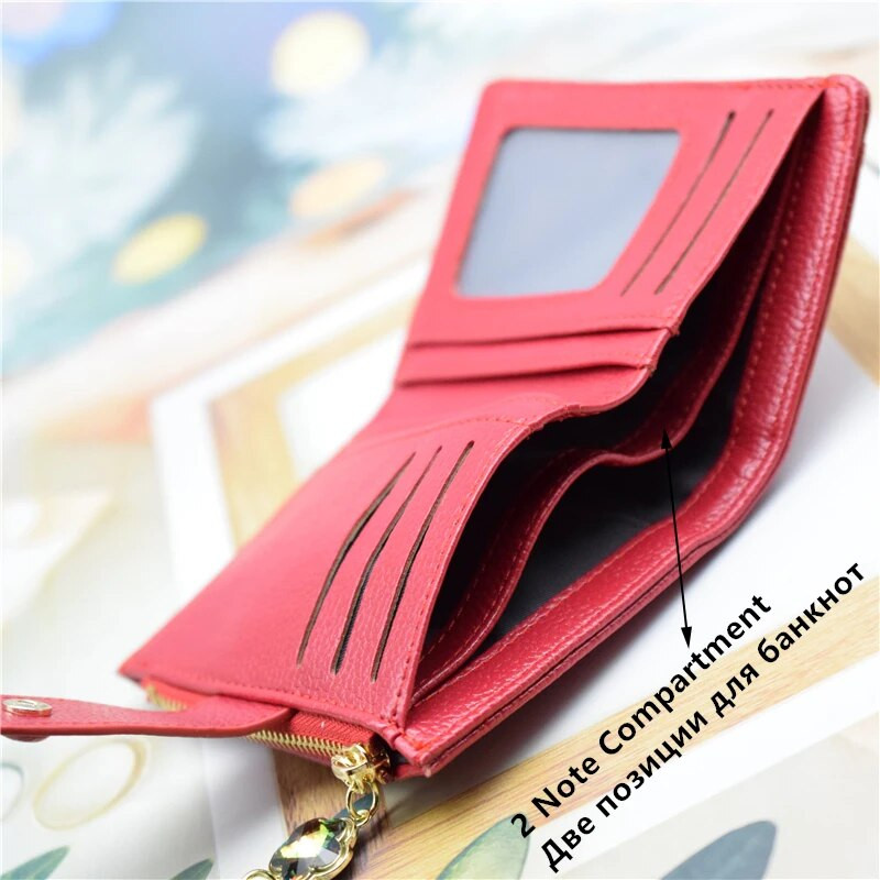 Γυναικείο πορτοφόλι PU Δερμάτινο κανονικό γυναικείο πορτοφόλι Μωβ/ροζ/μπλε/κόκκινο Γυναικείο πορτοφόλι σχεδιαστών Διακοσμητικό τσάντα με στρας και φούντα