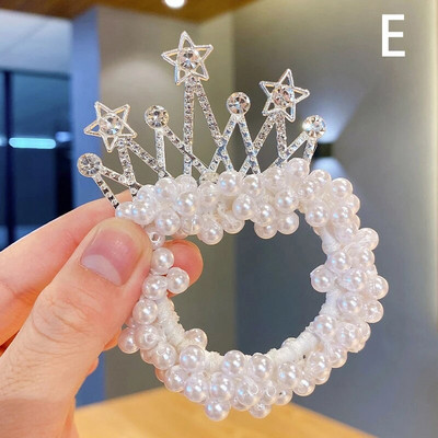 Fashion Pearl Crown Princess Funie de par Benzi elastice de cauciuc Minge pentru copii Cravate pentru coc de par Cochila Cadou Accesorii pentru coafat