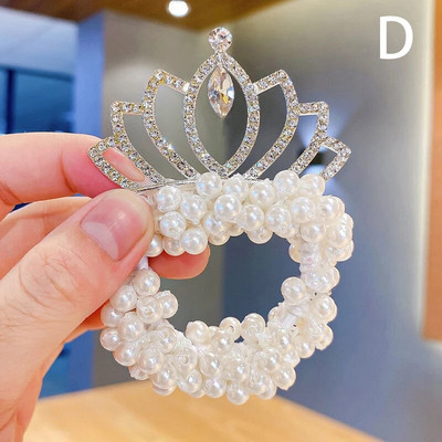 Fashion Pearl Crown Princess Funie de par Benzi elastice de cauciuc Minge pentru copii Cravate pentru coc de par Cochila Cadou Accesorii pentru coafat