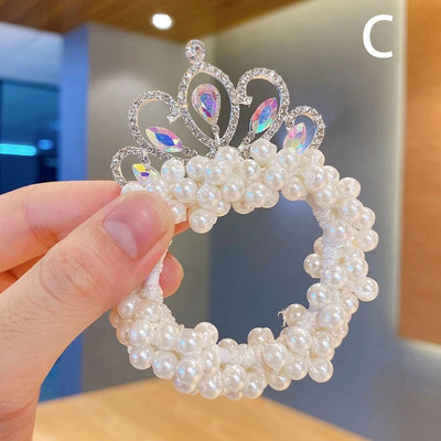 Fashion Pearl Crown Princess Funie de par Benzi elastice de cauciuc Minge pentru copii Cravate pentru coc de par Cochila Cadou Accesorii pentru coafat