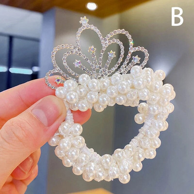 Fashion Pearl Crown Princess Funie de par Benzi elastice de cauciuc Minge pentru copii Cravate pentru coc de par Cochila Cadou Accesorii pentru coafat