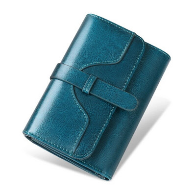 Mood õlivaha rahakotid naistele lühikese siduriga rahakott 3 volditud nahast rahakott Krediitkaardi mündikott RFID