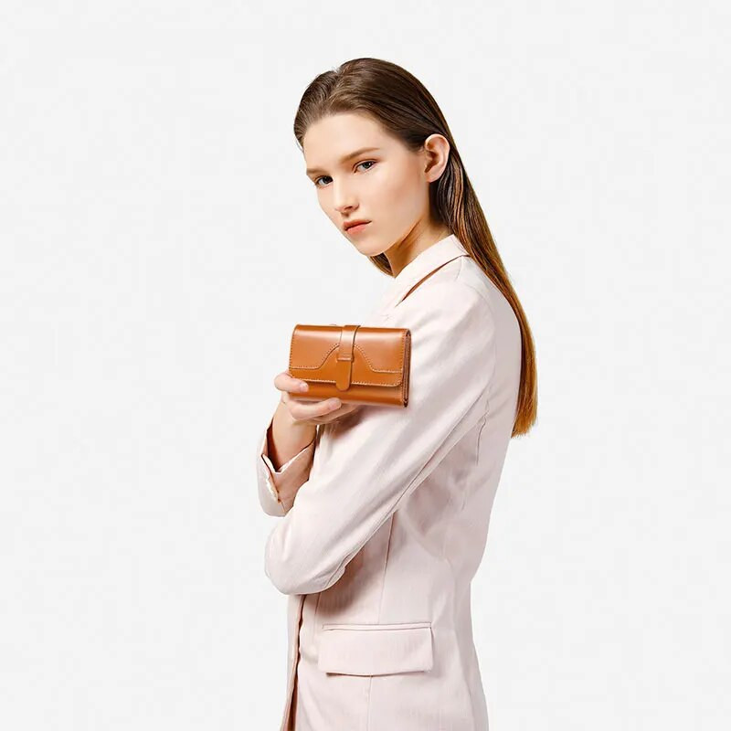 Mood õlivaha rahakotid naistele lühikese siduriga rahakott 3 volditud nahast rahakott Krediitkaardi mündikott RFID