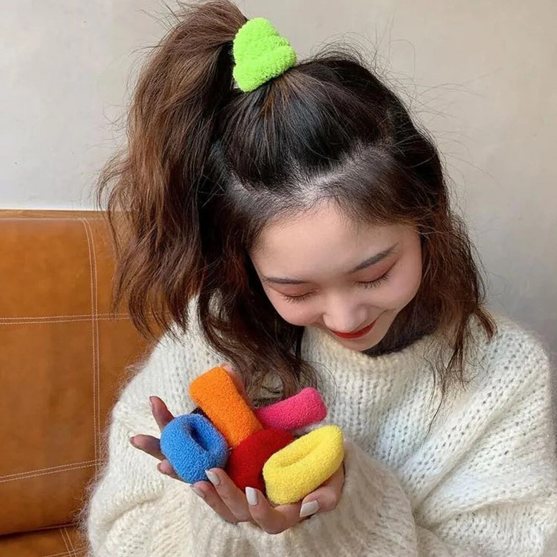 12 tk/kott Suured paksud õmblusteta juukselipsud Tüdrukutele Kahjustamata riidest juuksepaelad Elastikud Mitmevärvilised hobusesabahoidjaga juuksekarvad