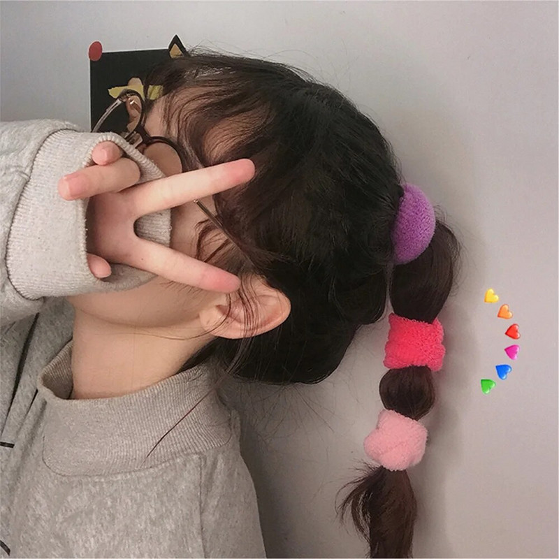 12 tk/kott Suured paksud õmblusteta juukselipsud Tüdrukutele Kahjustamata riidest juuksepaelad Elastikud Mitmevärvilised hobusesabahoidjaga juuksekarvad