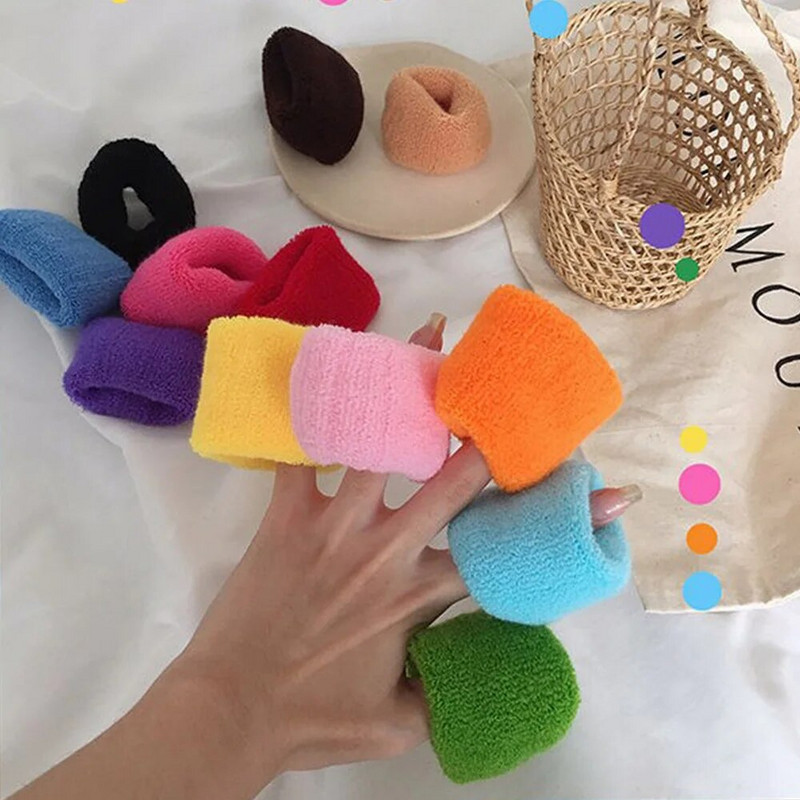 12 tk/kott Suured paksud õmblusteta juukselipsud Tüdrukutele Kahjustamata riidest juuksepaelad Elastikud Mitmevärvilised hobusesabahoidjaga juuksekarvad