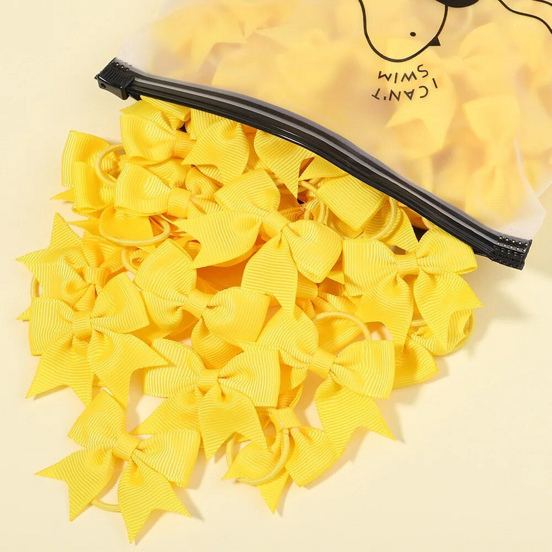 5/10/20gab Mini vienkrāsainas bantes Elastīgas matu lentes bērniem Meitenēm Mazas gumijas joslas matu kaklasaites zirgastes turētājs Matu aksesuāri